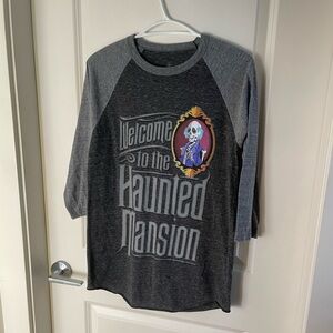 Disney Haunted Mansion Baseball 3/4 Sleeve Grey T-Shirt Halloween